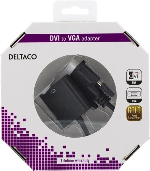Deltaco DVI-VGA-K, DVI, VGA цена и информация | Juhtmed ja kaablid | hansapost.ee