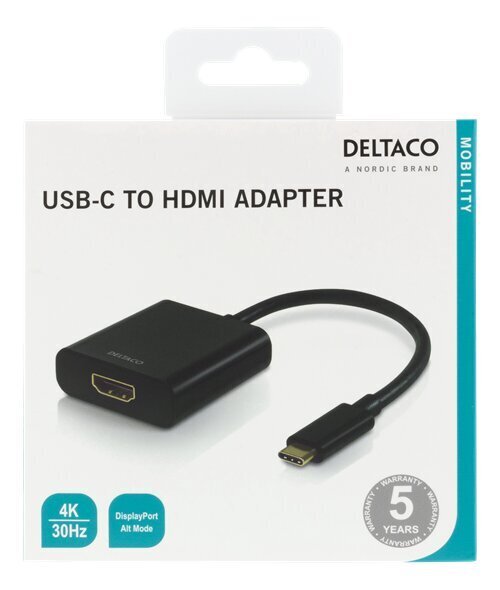 Deltaco USBC-HDMI8, USB-C, HDMI, 0.2m hind ja info | Juhtmed ja kaablid | hansapost.ee