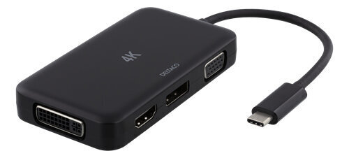 Deltaco USBC-MULTI, USB-C/HDMI/DVI/VGA hind ja info | Juhtmed ja kaablid | hansapost.ee