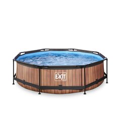 Каркасный бассейн Exit Timber с фильтром, 300x76 см, коричневый цена и информация | Бассейны | hansapost.ee