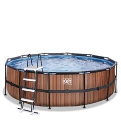 Karkassiga bassein liivafiltriga Exit Premium Wood ø450x122cm, pruun hind ja info | Basseinid | hansapost.ee
