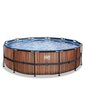 Karkassiga bassein liivafiltriga Exit Premium Wood ø450x122cm, pruun цена и информация | Basseinid | hansapost.ee
