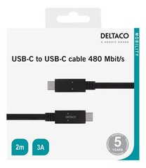 Deltaco USBC-2002M, USB-C, 2 m цена и информация | Кабели и провода | hansapost.ee
