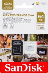 MicroSDXC 64GB mälukaart Sandisk Max Endurance : SDSQQVR-064G-GN6IA price and information | Fotoaparaatide mälukaardid | hansapost.ee