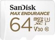 MicroSDXC 64GB mälukaart Sandisk Max Endurance : SDSQQVR-064G-GN6IA цена и информация | Fotoaparaatide mälukaardid | hansapost.ee