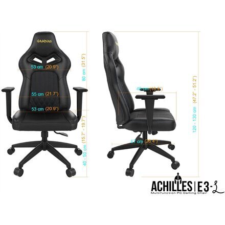 Mänguritool Gamdias ACHILLES E3 L, Black/Blue hind ja info | Kontoritoolid | hansapost.ee