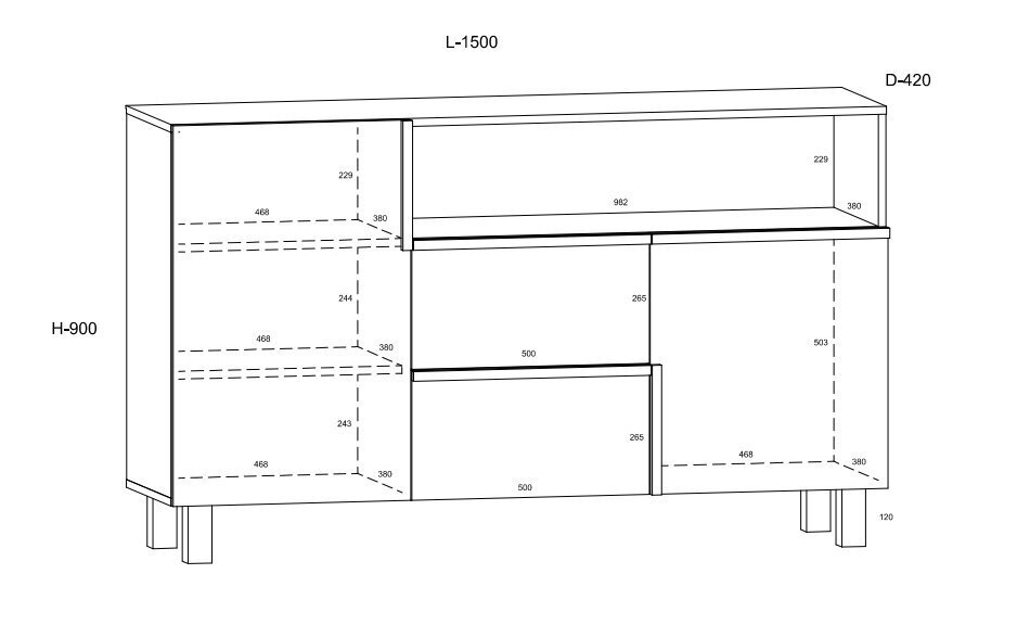 Kummut Meblocross Lars 02 2D2S, valge/tumepruun hind ja info | Kummutid | hansapost.ee