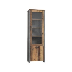 Шкаф-витрина Clif-II, тёмно-серый/винтажный дуб цена и информация | Витрины, серванты | hansapost.ee