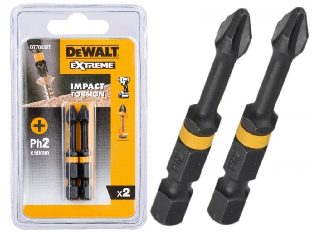 Otsikute komplekt Dewalt Torsion PH2 - DT70532T-QZ, 2 tk. hind ja info | Käsitööriistad | hansapost.ee