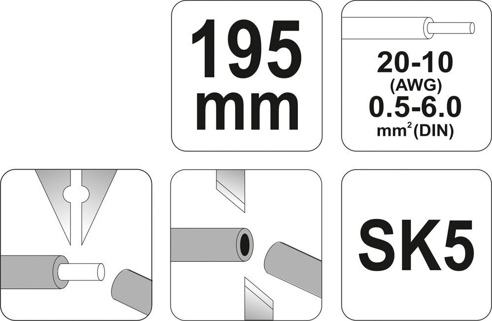 Automaatne isolatsiooni eemaldaja Yato 195mm 0,5-6.0mm YT-2275 цена и информация | Käsitööriistad | hansapost.ee