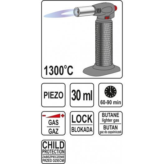 Gaasipõleti koos Piezo süütega 1300°C Yato (YT-36700) hind ja info | Käsitööriistad | hansapost.ee