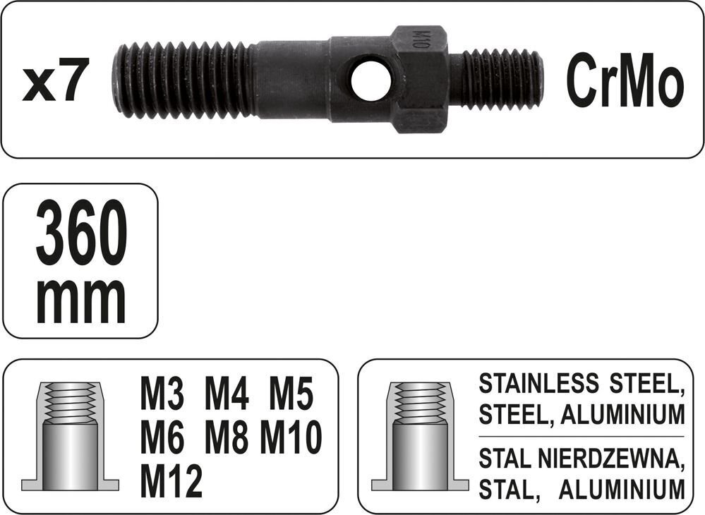 Mutterneeditangid Yato M3-M12 (YT-36127) price and information | Käsitööriistad | hansapost.ee