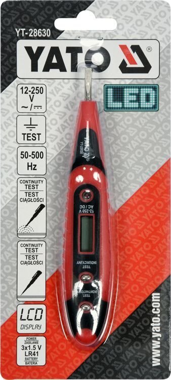 Digitaalne tester 12-220V, LCD YATO price and information | Käsitööriistad | hansapost.ee