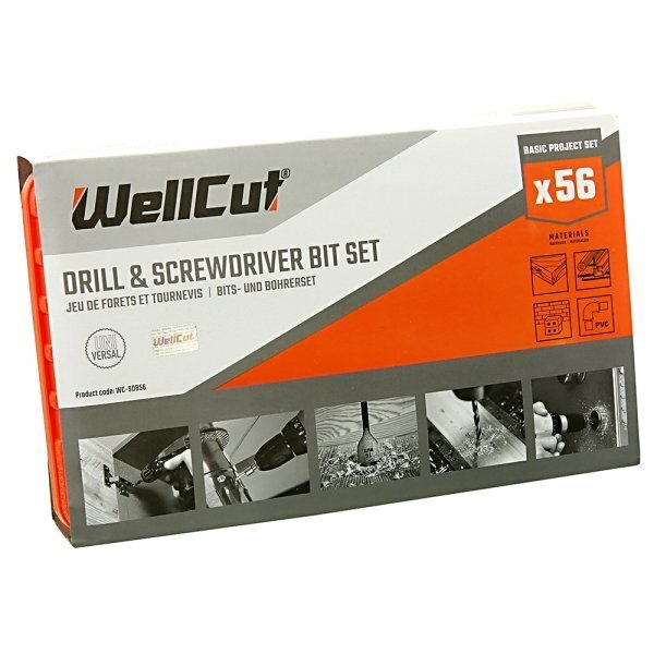 Puuride ja otsikute komplekt WellCut, 56 tk hind ja info | Käsitööriistad | hansapost.ee