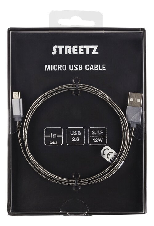 Streetz IPLH-277, USB A, USB Micro B, 1m цена и информация | Mobiiltelefonide kaablid | hansapost.ee