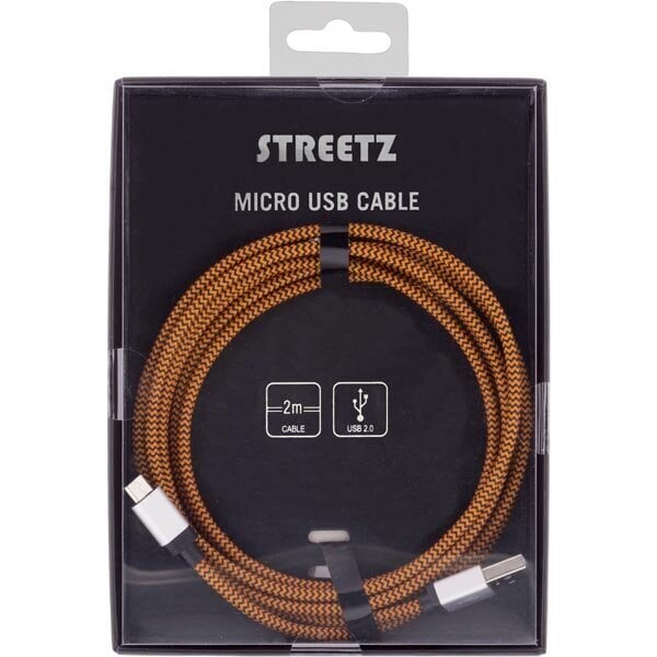 Streetz USB 2.0 „A-mikro B“, 2.0m, oranž / Micro-119 цена и информация | Mobiiltelefonide kaablid | hansapost.ee