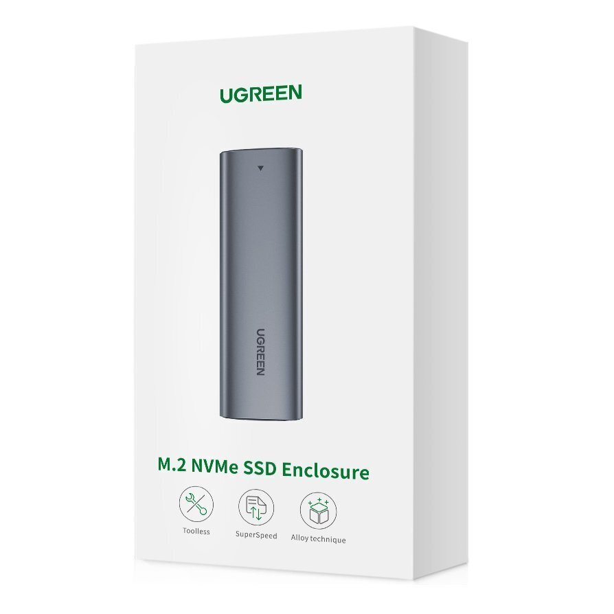 Ugreen välise SSD-draivi M.2 korpuse korpus USB 3.2 Gen 2 (SuperSpeed ​​​​USB 10 Gbps) + kaabel USB Type C 0,5 m hall (CM400 10902) hind ja info | Mobiiltelefonide kaablid | hansapost.ee