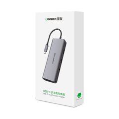 UGREEN 10in1 adapter USB-C to HDMI 4K, 3x USB 3.0, Type-C, RJ45, SD, Micro SD, AUX (hall) hind ja info | Mobiiltelefonide kaablid | hansapost.ee