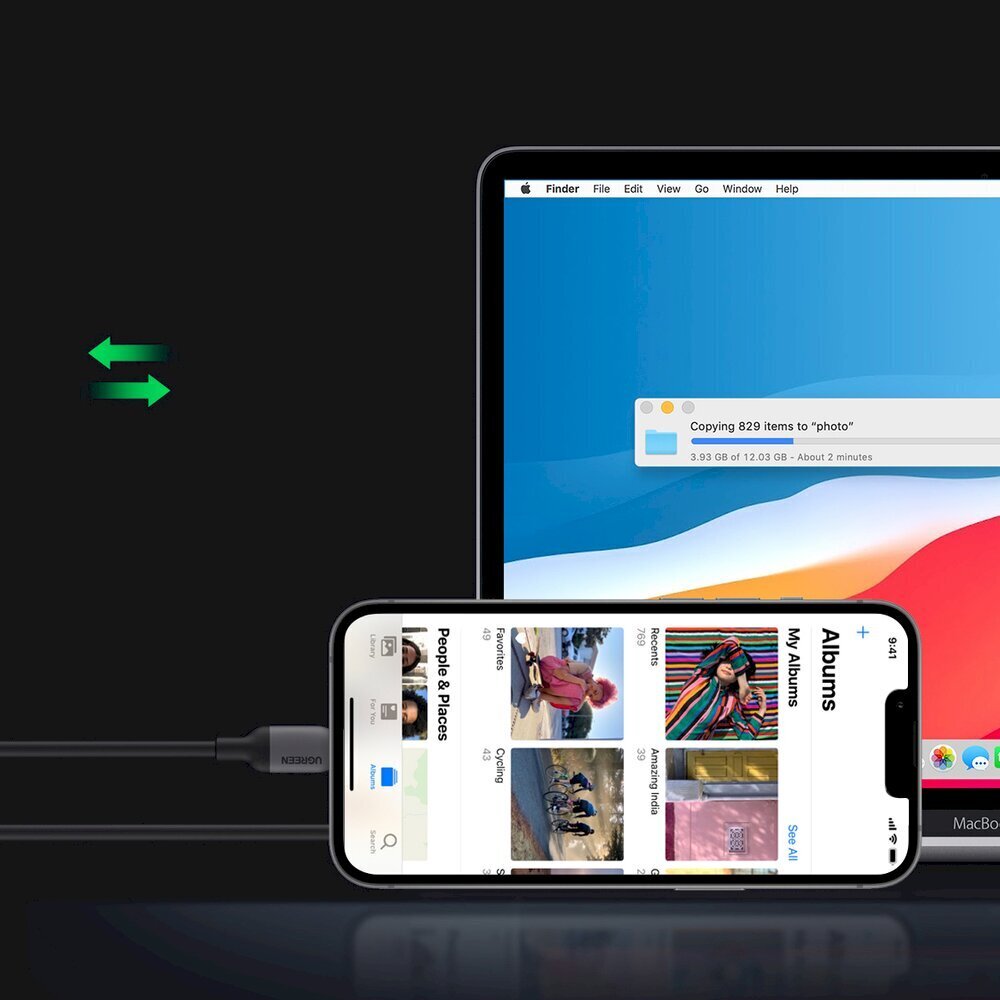 Ugreen kiirlaadimine USB Type C - Lightning kaabel (MFI sertifikaat) C94 kiip Power Delivery 1 m must (US387 20304) цена и информация | Mobiiltelefonide kaablid | hansapost.ee