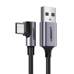 Угловой кабель USB-C UGREEN US284, 3А, 1.5 м (черный) цена и информация | Кабели для телефонов | hansapost.ee