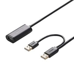 Pikenduskaabel UGREEN US137 2x USB 2.0 /10 m, must hind ja info | Mobiiltelefonide kaablid | hansapost.ee