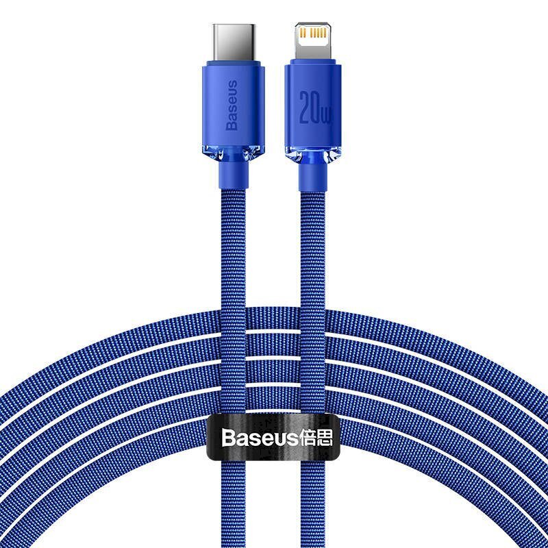 Baseus Crystal kaabel USB-C to Lightning, 20W, PD, 2m (sinine) цена и информация | Mobiiltelefonide kaablid | hansapost.ee
