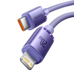 Кабель Baseus Crystal USB-C на Lightning, 20 Вт, PD, 1,2 м (фиолетовый) цена и информация | Кабели для телефонов | hansapost.ee