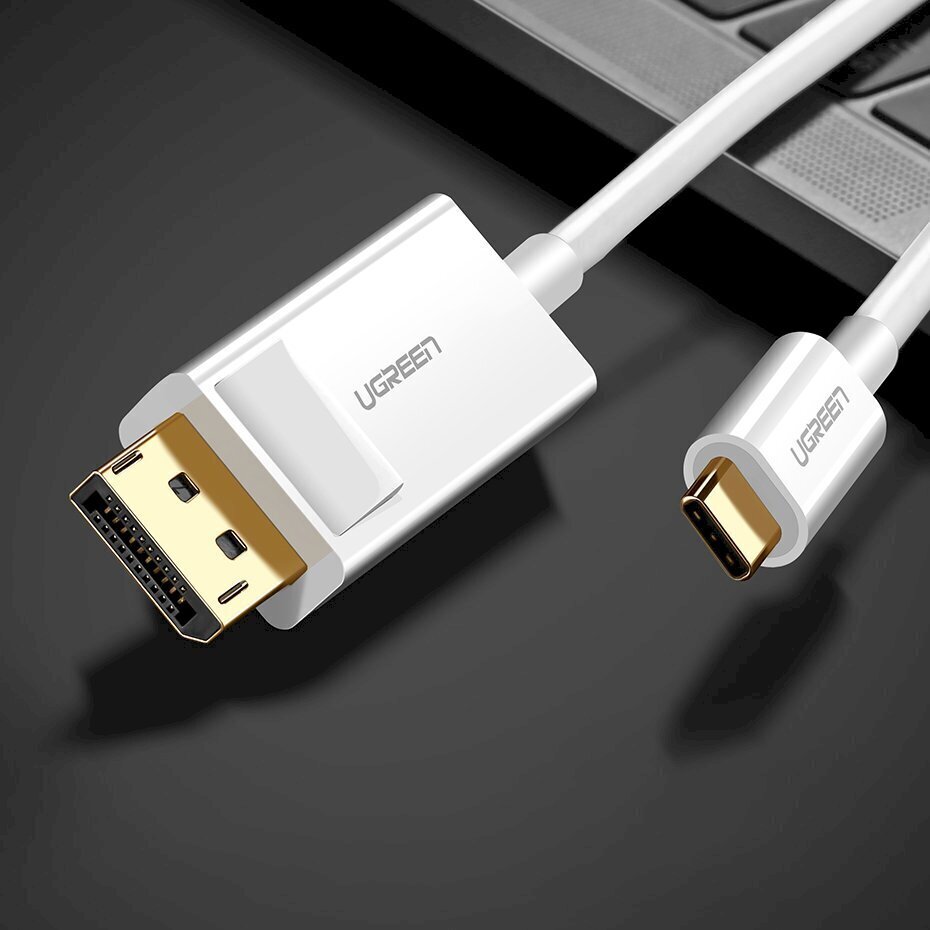 Ugreen ühesuunaline C-tüüpi USB-ekraaniporti 4K 1,5 m adapterkaabel valge (MM139) hind ja info | Mobiiltelefonide kaablid | hansapost.ee