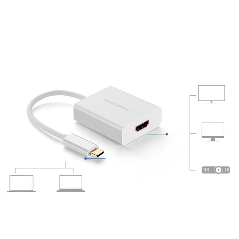 Ugreen USB Type C (mees) – HDMI (emane) adapter valge (40273) hind ja info | Mobiiltelefonide kaablid | hansapost.ee