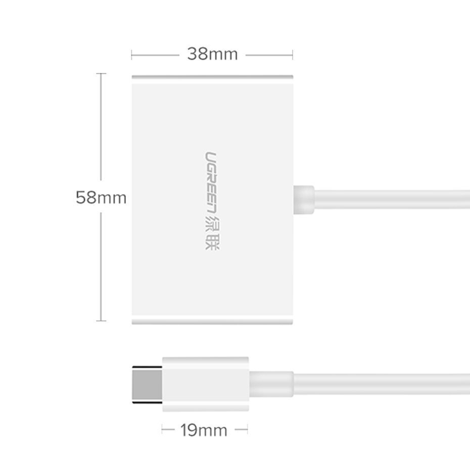 Ugreen adapteri videomuundur USB-tüüp C – HDMI / VGA valge (MM123) цена и информация | USB adapterid ja jagajad | hansapost.ee