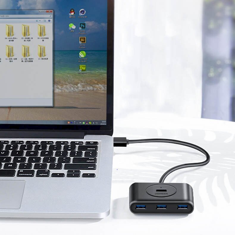 Ugreen multifunktsionaalne USB-jaotur Type c – 4 x USB 3.0 1m valge (CR113) цена и информация | Mobiiltelefonide kaablid | hansapost.ee