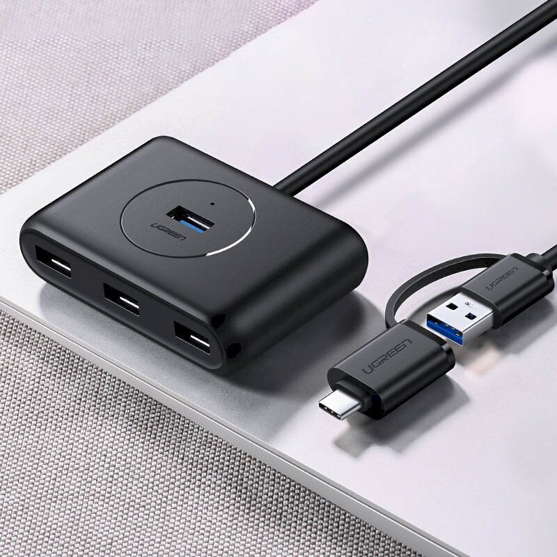 Ugreen multifunktsionaalne USB-jaotur Type c – 4 x USB 3.0 1m valge (CR113) цена и информация | Mobiiltelefonide kaablid | hansapost.ee