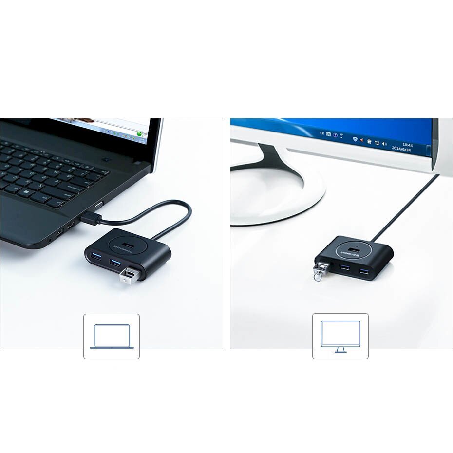 Ugreen multifunktsionaalne USB-jaotur Type c – 4 x USB 3.0 1m valge (CR113) hind ja info | Mobiiltelefonide kaablid | hansapost.ee