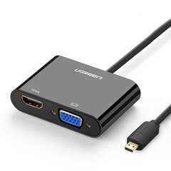 Ugreen video adapter micro HDMI - HDMI + VGA 30cm black (MM115) цена и информация | Адаптеры, USB-разветвители | hansapost.ee