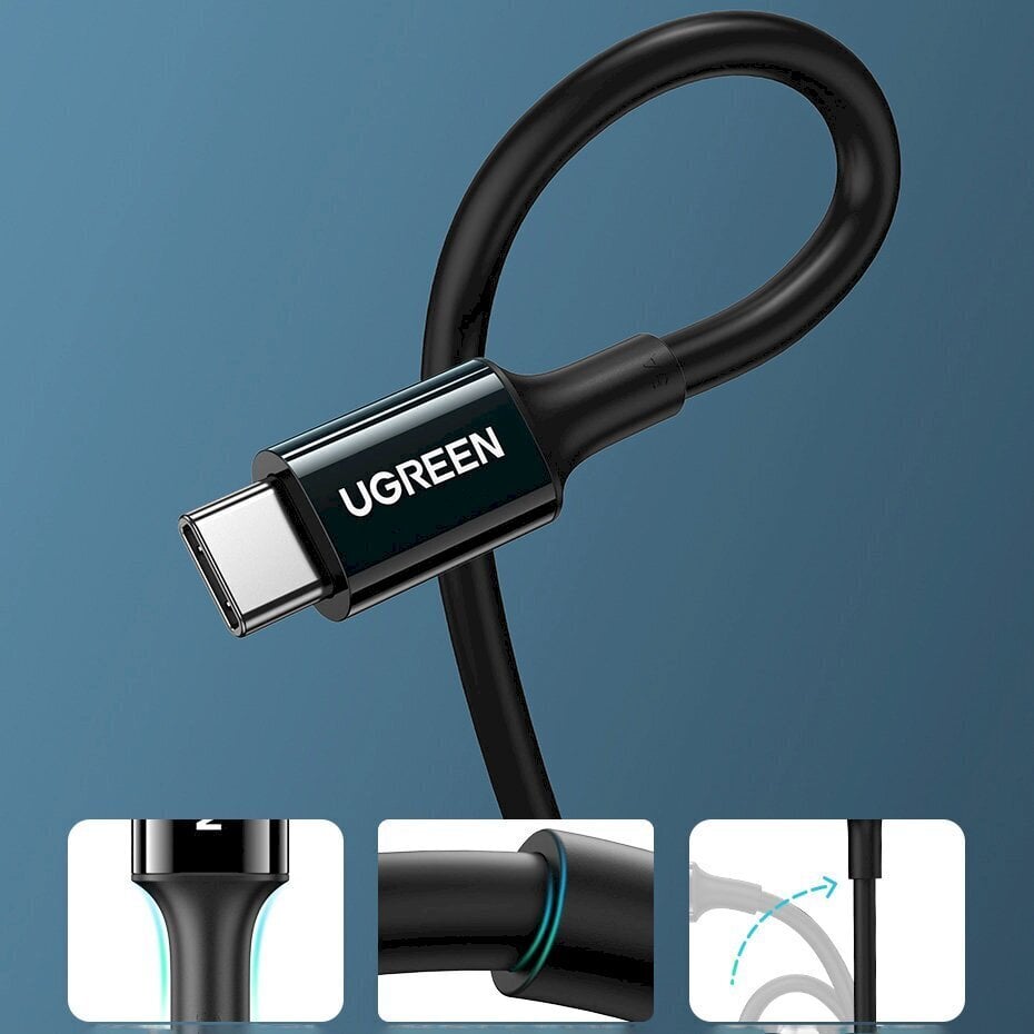 Ugreen kaabel USB Type C (isane) kuni Type C (isane) kaabel 1 m must (US300) цена и информация | Mobiiltelefonide kaablid | hansapost.ee