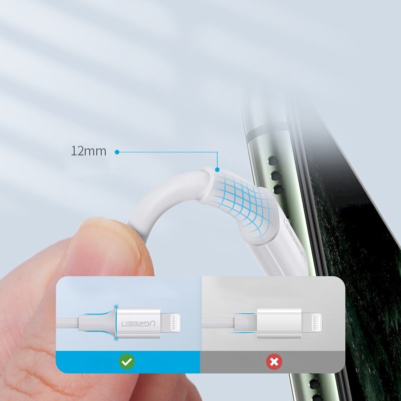 Ugreen MFi kaabel USB Type C – Lightning 3A 1,5 m valge (US171) цена и информация | Mobiiltelefonide kaablid | hansapost.ee