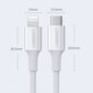 Ugreen MFi kaabel USB-tüüpi C kaabel – Lightning 3A 0,5 m valge (US171) hind ja info | Mobiiltelefonide kaablid | hansapost.ee