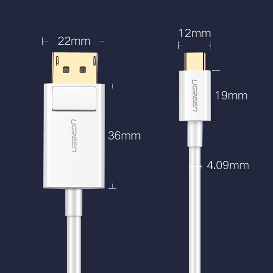 Ugreen ühesuunaline C-tüüpi USB-ekraaniport 4K 1,5 m must (MM139) adapterkaabel hind ja info | Mobiiltelefonide kaablid | hansapost.ee