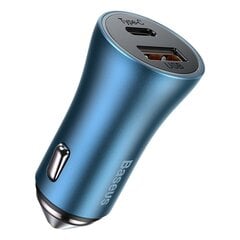 Baseus Golden Contactor Pro car charger, USB + USB-C, QC4.0+, PD, SCP, 40W (blue) цена и информация | Зарядные устройства для телефонов | hansapost.ee