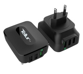 Tellur AC charger QC 3.0, 3xUSB ports (1 port QC 3.0 & 2 USB port 2.4A), Black цена и информация | Зарядные устройства для телефонов | hansapost.ee