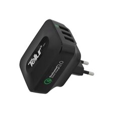 Tellur AC charger QC 3.0, 3xUSB ports (1 port QC 3.0 & 2 USB port 2.4A), Black цена и информация | Зарядные устройства для телефонов | hansapost.ee