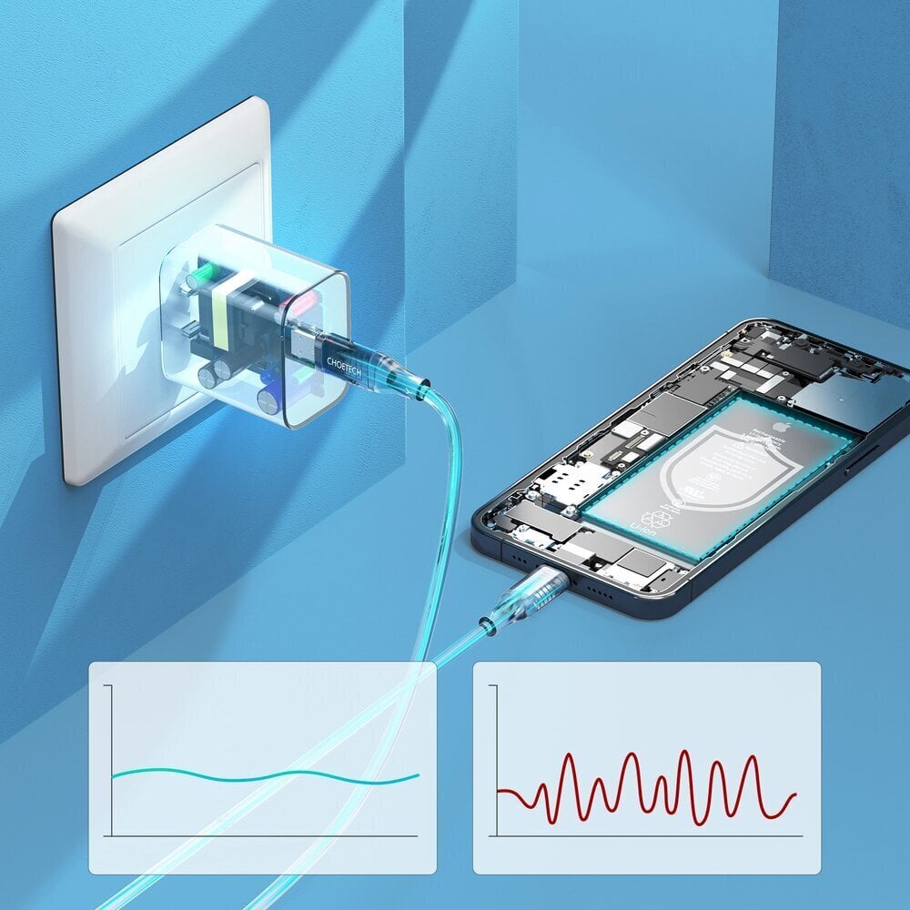 Choetech USB-reisi seinalaadija Type C 20W toiteallikas + USB-kaabel Type C - Lightning 1,2m valge (PD5005) hind ja info | Laadijad mobiiltelefonidele | hansapost.ee