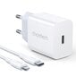 Choetech USB-reisi seinalaadija Type C 20W toiteallikas + USB-kaabel Type C - Lightning 1,2m valge (PD5005) hind ja info | Laadijad mobiiltelefonidele | hansapost.ee