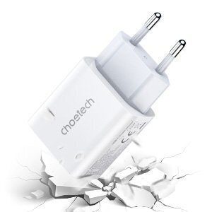 Choetech USB-reisi seinalaadija Type C 20W toiteallikas + USB-kaabel Type C - Lightning 1,2m valge (PD5005) hind ja info | Laadijad mobiiltelefonidele | hansapost.ee