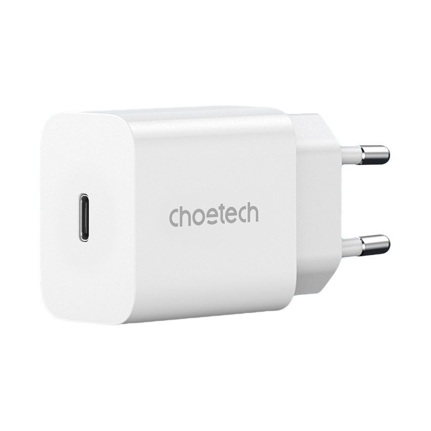 Choetech USB-reisi seinalaadija Type C 20W toiteallikas + USB-kaabel Type C - Lightning 1,2m valge (PD5005) hind ja info | Laadijad mobiiltelefonidele | hansapost.ee