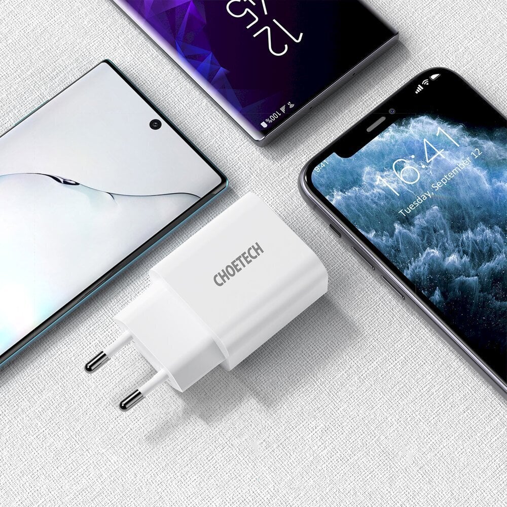 Choetechi seinareisilaadija USB Type C 20W Power Delivery 3A valge (Q5004) hind ja info | Laadijad mobiiltelefonidele | hansapost.ee