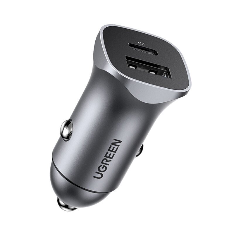 Ugreen USB Car Charger Type C / USB 24W Power Delivery Quick Charge gray (30780) цена и информация | Laadijad mobiiltelefonidele | hansapost.ee