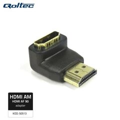 Qoltec 50513 HDMI AF 90 градусов Адаптер Кабеля - HDMI A папа / HDMI A гнездо Черный цена и информация | Адаптеры и USB-hub | hansapost.ee