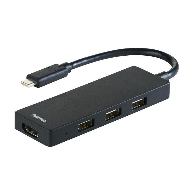 USB Hub Hama USB-C, 3x USB 2.0 ja HDMI цена и информация | USB adapterid ja jagajad | hansapost.ee