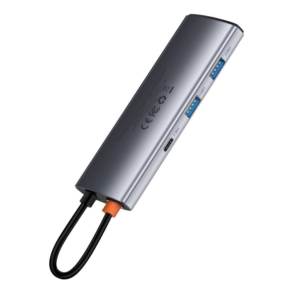 Baseus Metal Gleam seeria multifunktsionaalne USB HUB 7in1 Type C HDMI TF PD kaardilugeja hall hind ja info | USB adapterid ja jagajad | hansapost.ee
